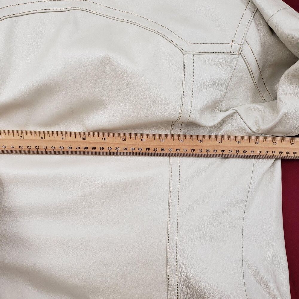 Wilsons Leather Pelle Studio Jacket Womens Small Ivory Genuine Leather Zip Front - Picture 8 of 11